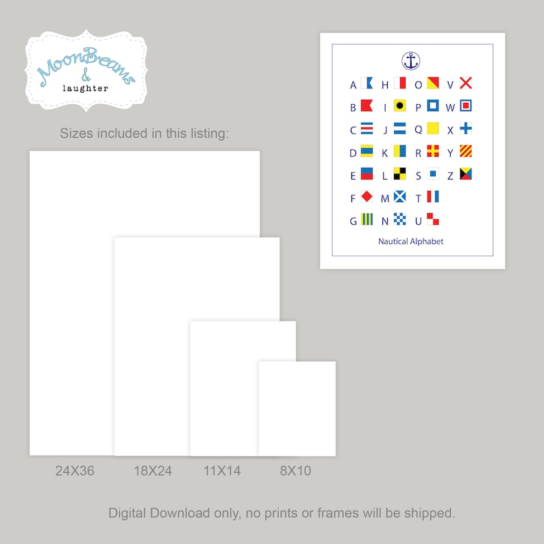Nautical Flags Alphabet Poster Nautical Nursery Printable - Etsy