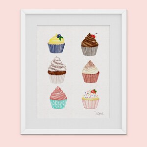 Cupcakes Watercolor Art Print Digital Download to Print at Home