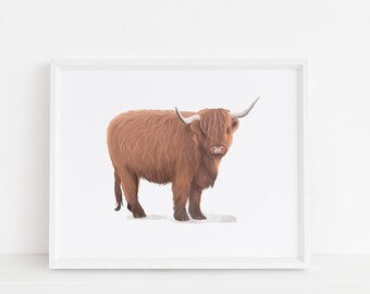 Highland Cow Art Print: Kid's Nursery Decor (Digital Download)