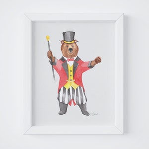 Circus Bear Illustration is a Digital Download Art Print for Nursery and Kid&#39;s Room Décor