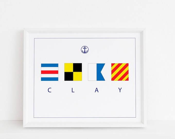Nautical Signal Flag Personalized Name, Town and Coordinates 8x10 ...