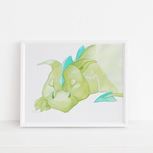 Sleepy Dragon Art Print, Nursery Art, Kid&#39;s Room Décor, Printable Digital Download