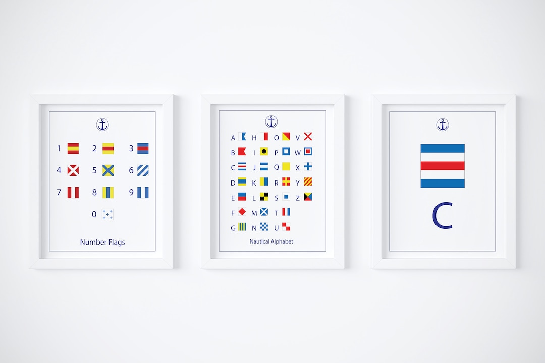 Set of Three - Nautical Flag Alphabet, Nautical Flag Numbers, and ...