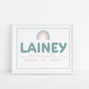 Custom Baby Name Printable, Girl&#39;s Nursery, Digital Printable, Girl&#39;s Room Decor