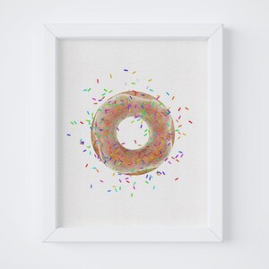 Glazed Donut with Sprinkles Watercolor Art Print Digital Download to Print at Home