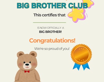 Printable Big Brother certificate