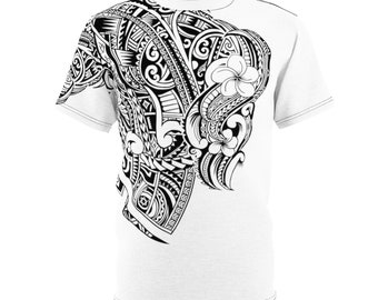 Simple Vintage Hawaiian Black And White Designer Unisex AOP Cut & Sew Tee