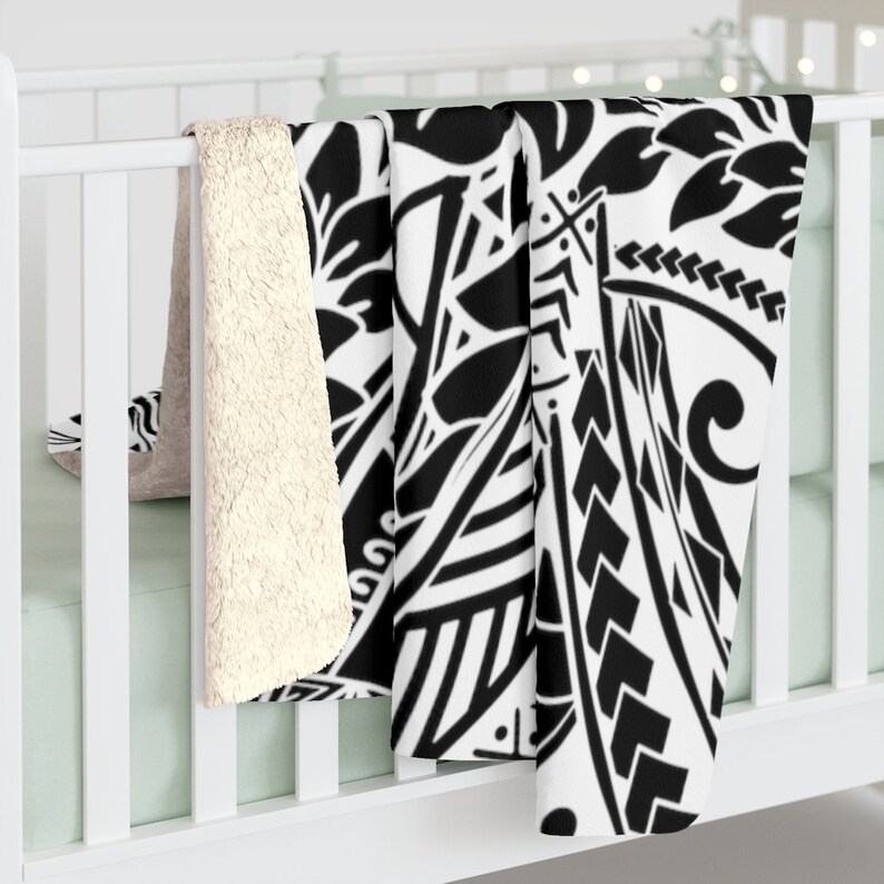 SAMOAN Blanket Hawaiian Blanket Polynesian Leaf Sherpa Etsy