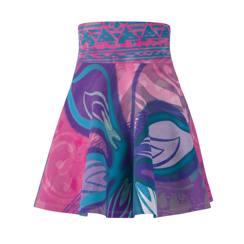 SAMOAN Tapa Skirt Polynesian Tribal Hibiscus Abstract Skater Skirt Hawaiian Skirt