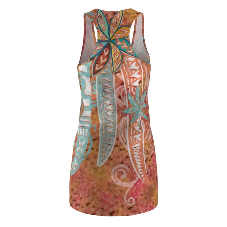 Field Of Coral Sunset Floral Tribal Threads Women/'s Cut /& Sew Racerback Dress Polynesian Red Dress