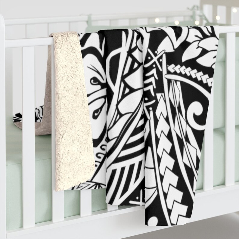 SAMOAN Blanket Hawaiian Blanket Polynesian Leaf Sherpa Etsy