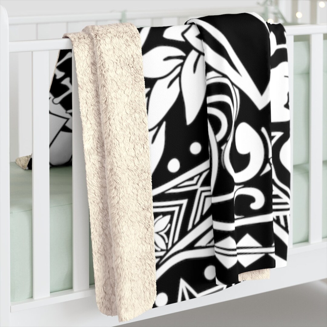 SAMOAN Blanket Hawaiian Blanket Polynesian Leaf Sherpa Fleece Blanket