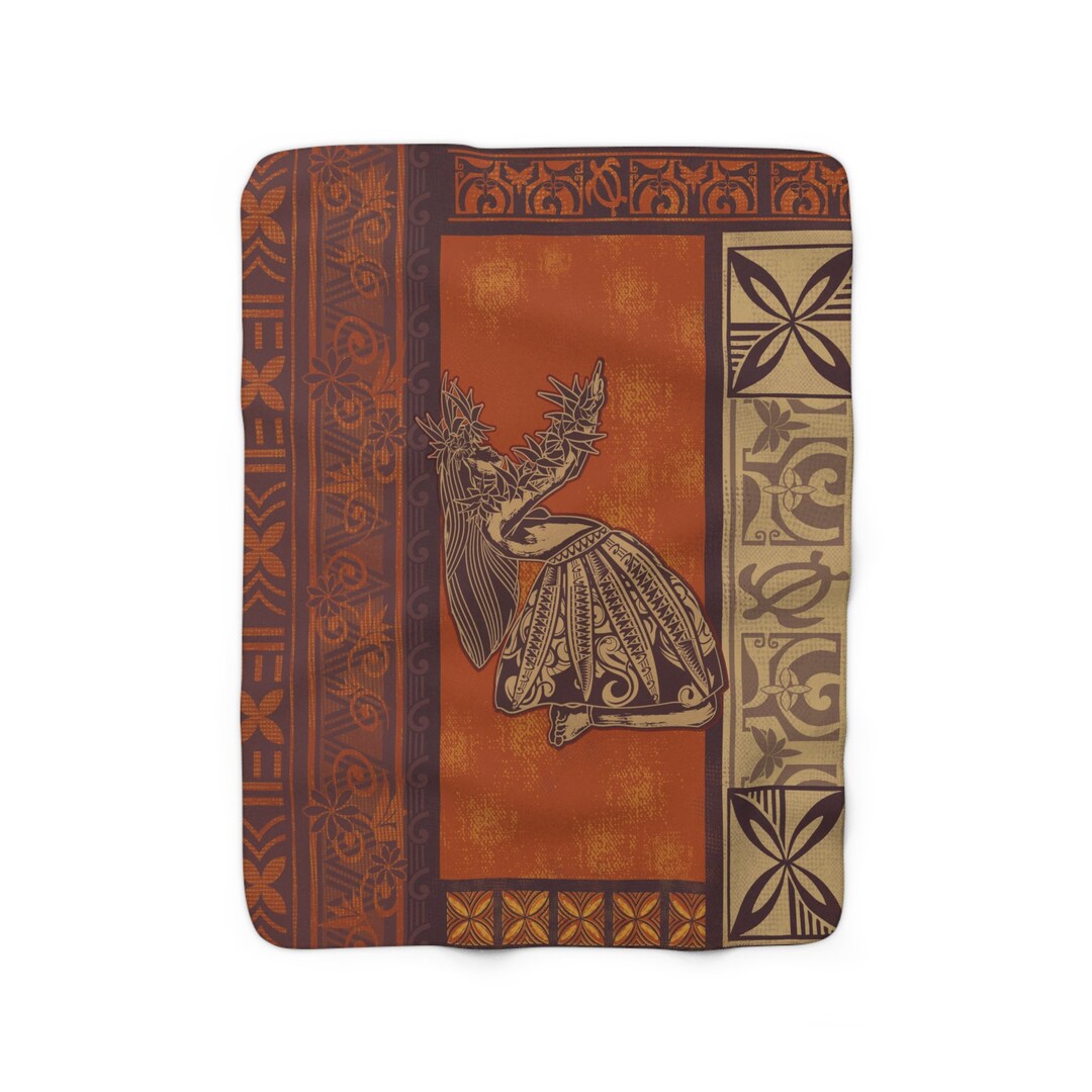 SAMOAN Blanket Hawaiian Blanket Hula Dancer Tapa Sherpa Etsy