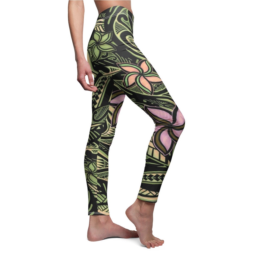 Palm Leaf Capri Yoga Pants High Waist Green Yoga Capri Leggings