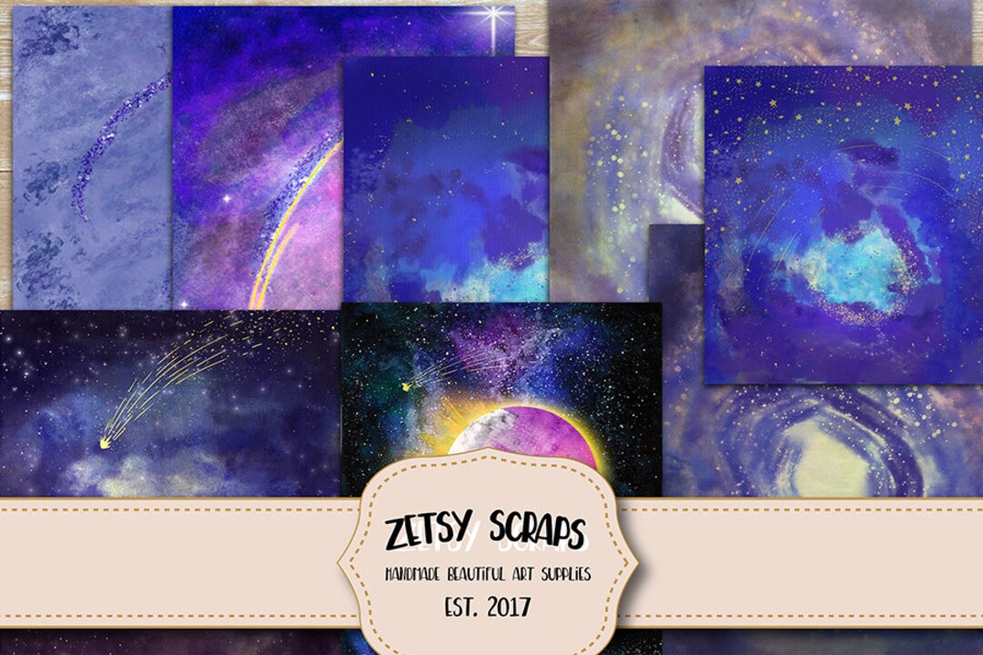 Printable Water Color Unique Galaxy STAR GAZER Papers Sparkle - Etsy