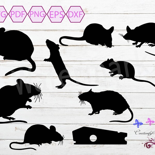 Mouse SVG Silhouette Clipart, Mice Vector Decal, Rodent SVG, Mouse SVG Clipart, Mice Images, Mouse Cut File,  Digital Download