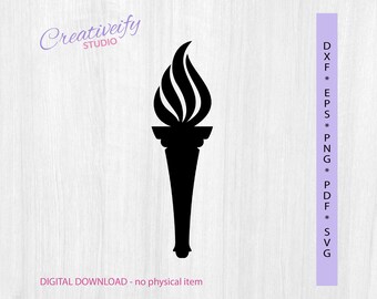 Torch SVG, Torch Silhouette, Flame Image, Freedom Flare, Sports Flame Clipart, Athletic Games Decor, Digital Download