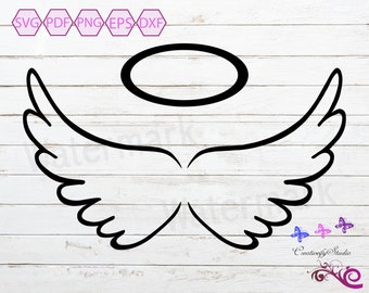 Angel Wings SVG, In Memory Of, Halo SVG, Sympathy Image, Gone To Heaven, Pet Memorial, Bereavement Gift, Memorial Design, Digital Download
