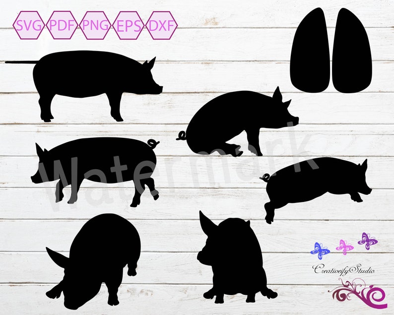 Download Clip Art Art Collectibles Farm Animal Pig Shirt Piggy Svg Pig Window Decal Pig Hoof Print Pig Svg Silhouette Clipart Pig Vector Digital Download