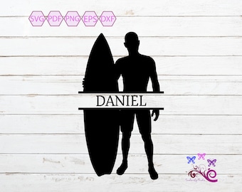 Surfer Monogram SVG, Split Surfer Monogram, Surfing Board, Go Surfing, Surfing Team, Glowforge Laser, Small Commercial Use, Digital Download