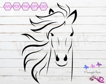 Horse Head SVG, Pony SVG, Horse Vector, Horse Decal, Horse Cut File, Horse Silhouette Clipart, Commercial Use, Digital Download