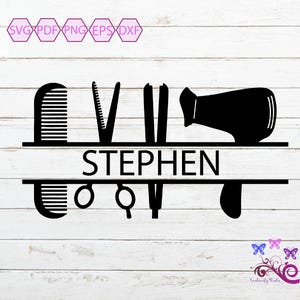 Hairdresser Monogram SVG Cut File, Scissors Comb, Hairdresser Job, Hair Cut Cricut SVG, Hairdresser Tools, Glowforge Laser, Digital Download