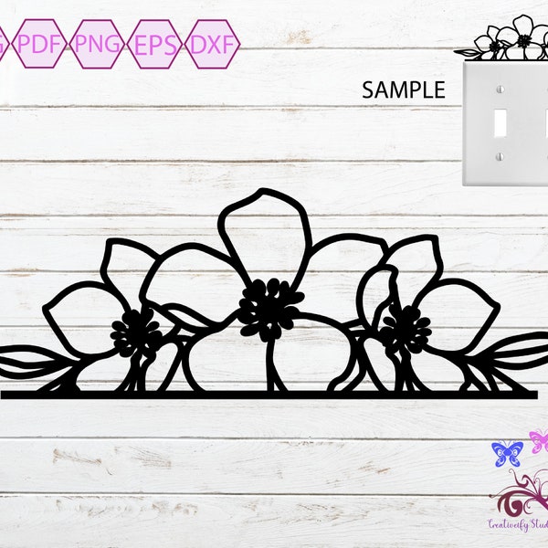 Flower Light Switch SVG, Light Switch Decal, Flower Silhouette, Flower Clipart, Vinyl Decal Sticker, Wall Decor, Digital Download