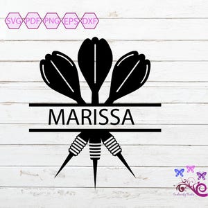 Dart Split Monogram SVG, Play Darts, Dart Board, Family Fun, Game Night, Crossed Darts, Bulls Eye, Darts Logo, Dart Team, Digital Download