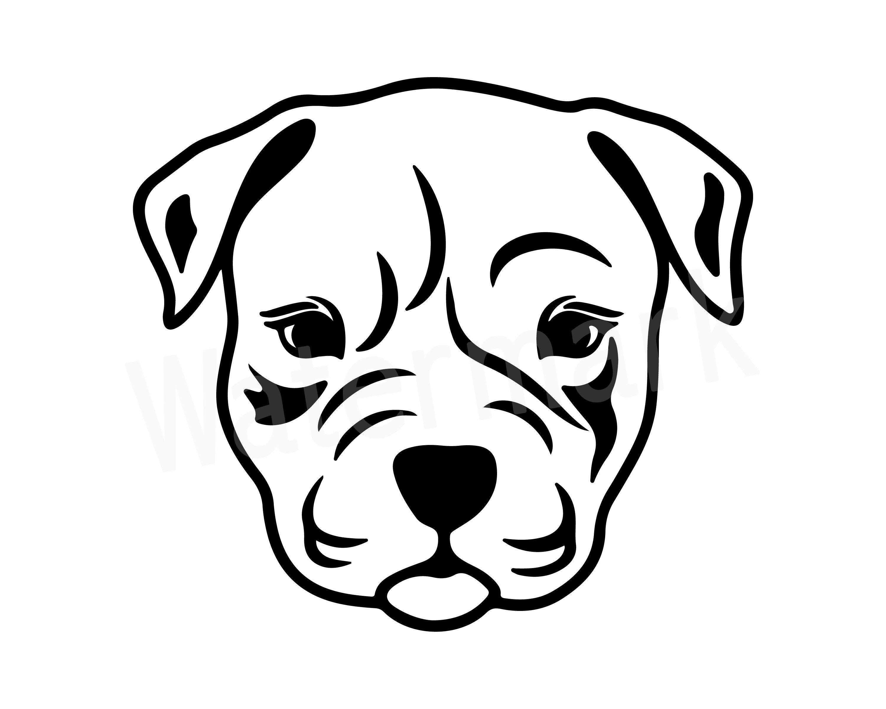 Pitbull SVG Silhouette Clipart Dog Head Dog Lover Dog Mom | Etsy