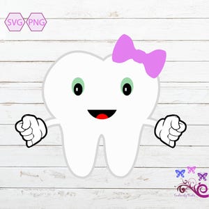 Girl Tooth SVG, Mouth And Tongue, Tooth Fairy, Brush Teeth, Tooth Faces, Bow Tie, White Teeth, Sweet Tooth, Tooth Clipart, Digital Download