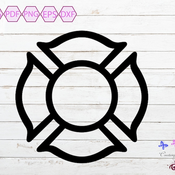 Firefighter Emblem SVG, Fire Dept, Fire Emblem, Fire Logo, Emblem Badge, Maltese Cross, Fireman Logo, Small Commercial Use, Digital Download