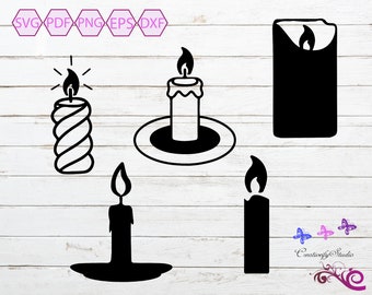 Candle Clipart Bundle SVG, Candle Silhouette, Candle Making, Wax Flame Melt, Aromatherapy Spa, Small Commercial Use, Digital Download