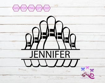 Bowling Pin Monogram SVG Cut File, Bowling Monogram Vector, Bowling Team, Bowling Cricut SVG, Glowforge Laser, Digital Download