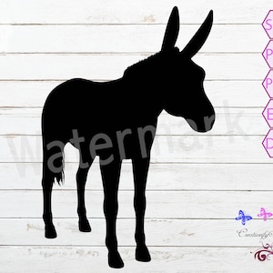 Donkey SVG Clipart, Jackass Clipart, Donkey Image, Donkey Silhouette Clipart, Donkey Child's Shirt, Mule Cricut File, Digital Download