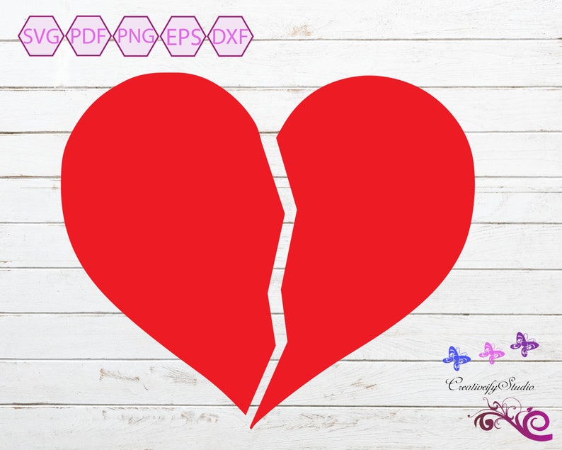 Download Clip Art Red Heart Svg Miss You Heart Clipart Best Friends Broken Heart Svg Red Heart Valentine S Day Break Up Digital Download Art Collectibles