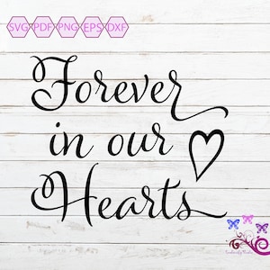 Memorial Quote SVG, Forever In Our Heart, Never Forgotten, In Loving Memory, Grief Clipart, Sympathy Phrase, Sympathy Gift, Digital Download