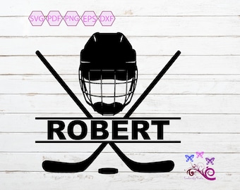 Hockey Split Monogram SVG, Hockey Stick, Hockey Helmet, Play Hockey, Puck SVG, Ice Hockey, Hockey Team, Glowforge Laser, Digital Download
