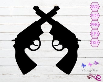 Crossed Pistols SVG, Handgun Clipart, Firearm Image, Crossed Guns, Weapon SVG, Window Decal, Sticker Image, Western Design, Digital Download