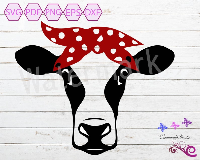 Download Commercial Use Cow With Bandana Cow Clipart Digital Download Cow Heifer With Polkadot Bow Hair Tie Livestock On The Farm Svg Clip Art Art Collectibles Safarni Org