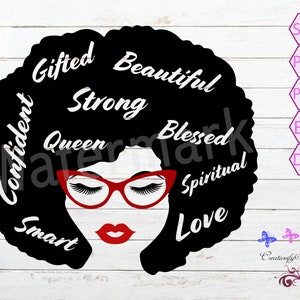 African American Woman SVG, Afro SVG, Black Woman SVG, Afro Woman Svg, Strong And Confident, Beautiful Queen, Girl Power, Digital Download