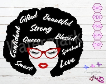 African American Woman SVG, Afro SVG, Black Woman SVG, Afro Woman Svg, Strong And Confident, Beautiful Queen, Girl Power, Digital Download