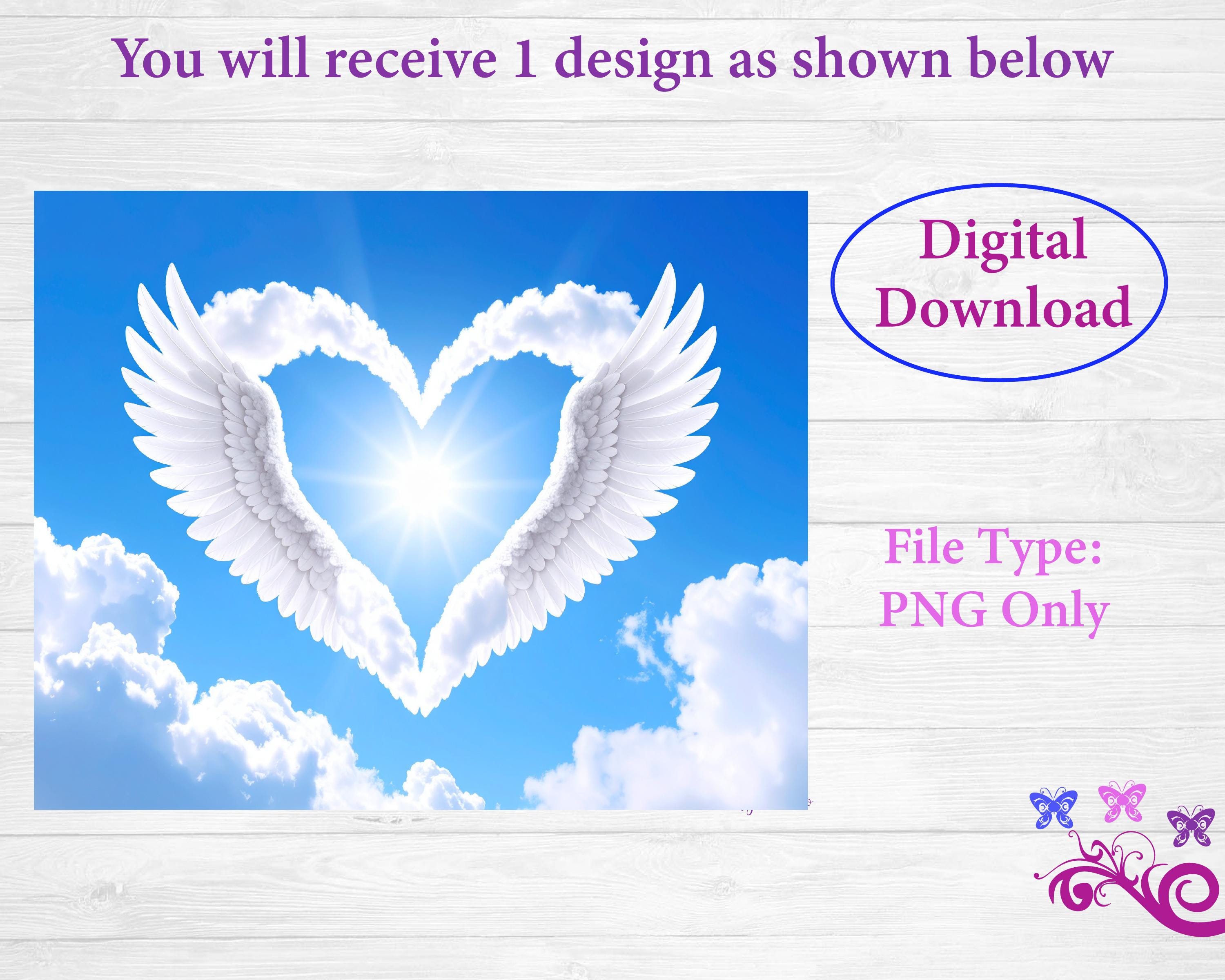 Claud's For Rip Heaven Background With Wings and Heart PNG, Memorial Image, in Loving ...