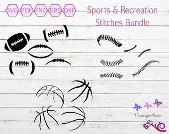 Football Stitches, Baseball Stitches, Basketball Stitches, Outdoor Sports, Ball Clipart, Football Silhouette, Baseball SVG, Digital Download