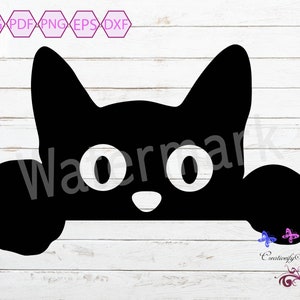Peeking Cat SVG, Peeking Cat Clipart, Cat Mum SVG, Fur Mom, Cat Decal, Cat Light Switch SVG, Kitten Decal, Window Decal, Digital Download image 1