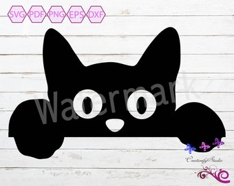Peeking Cat SVG, Peeking Cat Clipart, Cat Mum SVG, Fur Mom, Cat Decal, Cat Light Switch SVG, Kitten Decal, Window Decal, Digital Download