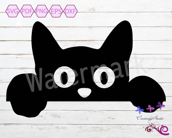 Peeking Cat SVG, Peeking Cat Clipart, Cat Mum SVG, Fur Mom, Cat Decal, Cat Light Switch SVG, Kitten Decal, Window Decal, Digital Download