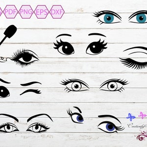 Eyes SVG, Eyelashes Clipart, Winking Eye, Girl Eyes, Pretty Eyes, Beautiful Eyes, Small Commercial Use, Cricut Cut File, Digital Download