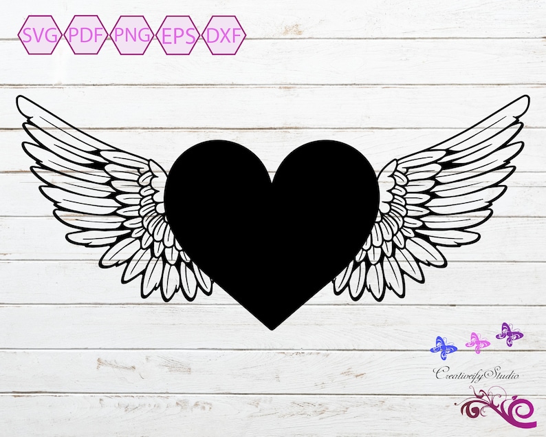 Download Heart With Wings SVG Memorial Design Heart Vector Tribal ...