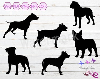Pitbull Dog Breed SVG, Dog Silhouette, Bully Dog Clipart, Dog Vector, Small Commercial Use, Pitbull Images, American Bully, Digital Download