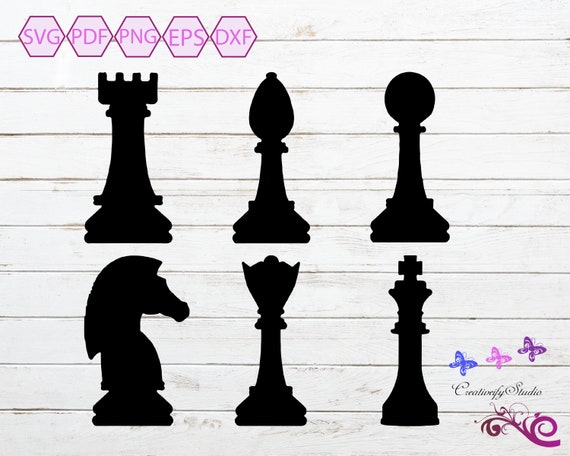 Chess Pieces Svg. Vector Cut file for Cricut, Silhouette, Pdf Png Eps Dxf,  Decal, Sticker, Vinyl, Pin